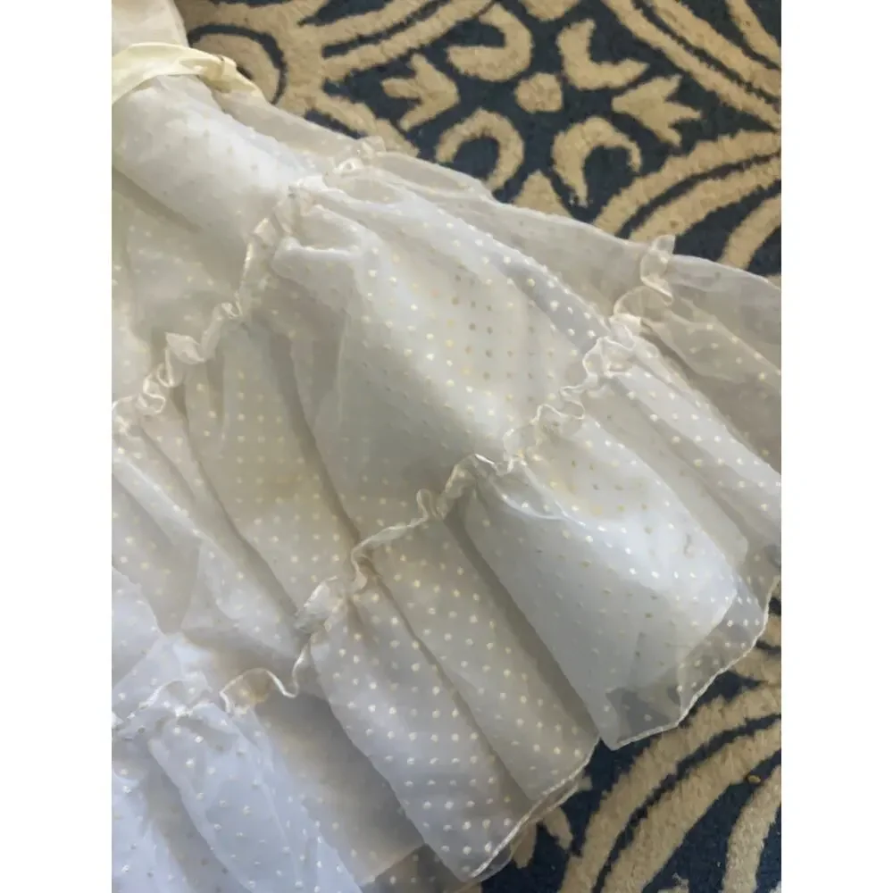 Vintage First Communion Easter White Short Sleeve Lace Dress with Veil